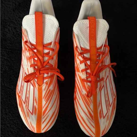 Adidas Adizero White/Orange Football Cleats Size 12.5